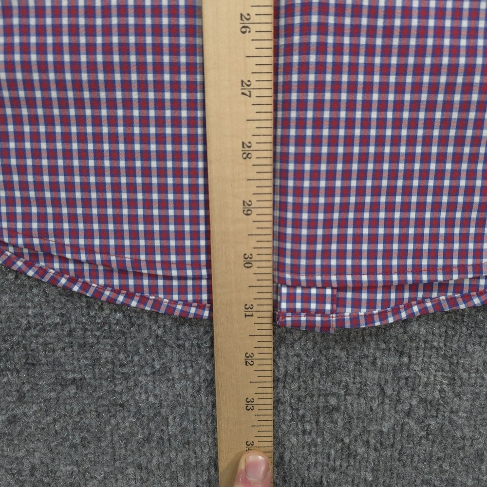Mizzen Main Shirt Mens L Red Check Leeward Standard Fit Stretch Dress Business - Picture 8 of 10